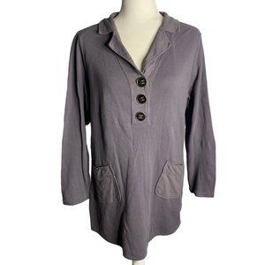Soft Surroundings Take Two Tunic Top PM Grey Waffle Thermal Pockets Buttons